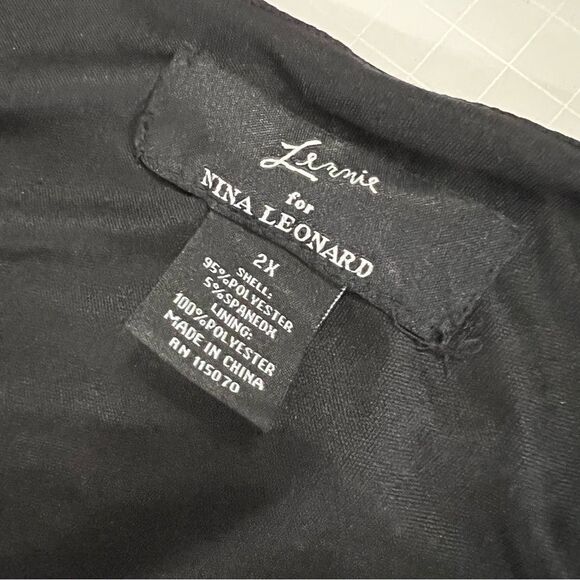 Lennie for Nina Leonard Elbow Sleeve Black Matte Jersey Fit & Flare Dress - Picture 7 of 8